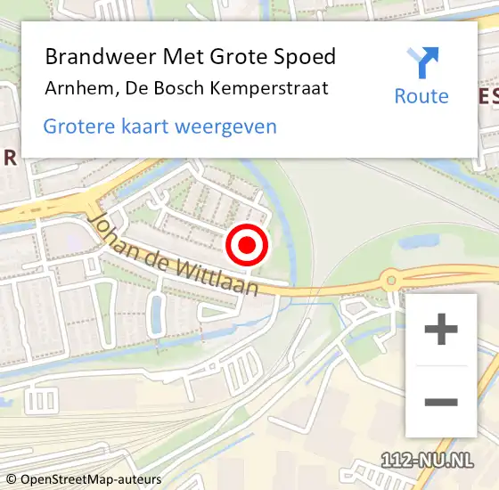 Locatie op kaart van de 112 melding: Brandweer Met Grote Spoed Naar Arnhem, De Bosch Kemperstraat op 30 december 2023 05:08