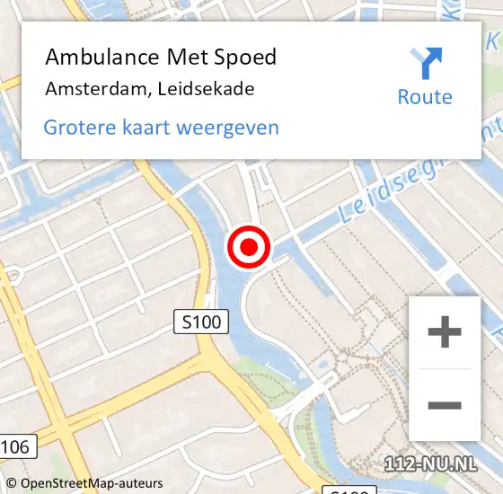 Locatie op kaart van de 112 melding: Ambulance Met Spoed Naar Amsterdam, Leidsekade op 30 december 2023 05:10