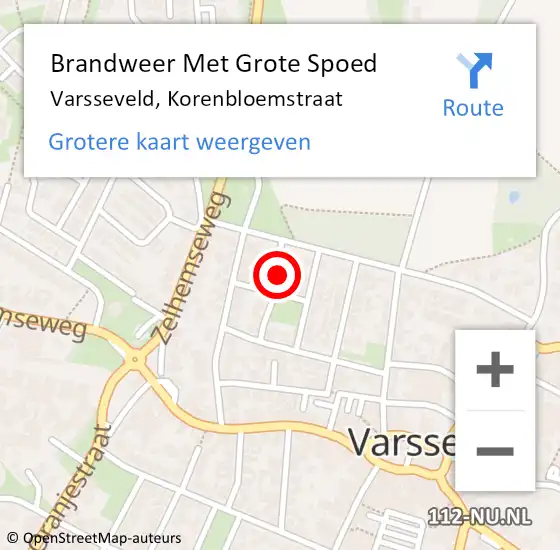 Locatie op kaart van de 112 melding: Brandweer Met Grote Spoed Naar Varsseveld, Korenbloemstraat op 30 december 2023 05:52