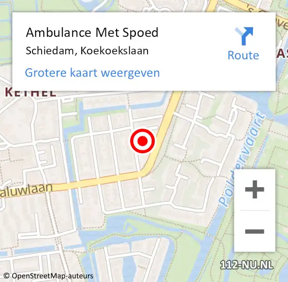 Locatie op kaart van de 112 melding: Ambulance Met Spoed Naar Schiedam, Koekoekslaan op 30 december 2023 06:27