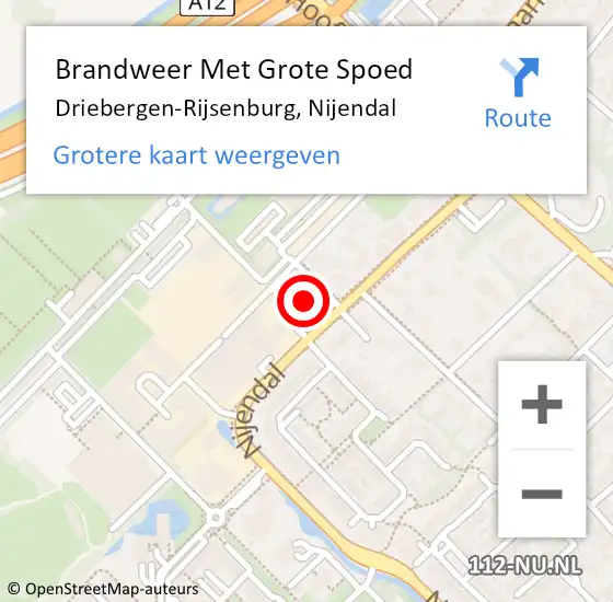 Locatie op kaart van de 112 melding: Brandweer Met Grote Spoed Naar Driebergen-Rijsenburg, Nijendal op 30 december 2023 07:02