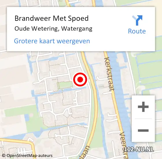 Locatie op kaart van de 112 melding: Brandweer Met Spoed Naar Oude Wetering, Watergang op 30 december 2023 07:05