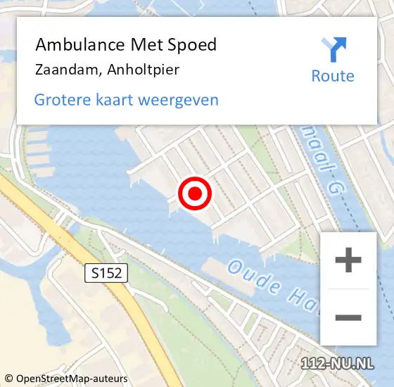 Locatie op kaart van de 112 melding: Ambulance Met Spoed Naar Zaandam, Anholtpier op 30 december 2023 07:45