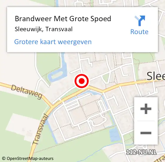 Locatie op kaart van de 112 melding: Brandweer Met Grote Spoed Naar Sleeuwijk, Transvaal op 30 december 2023 08:08