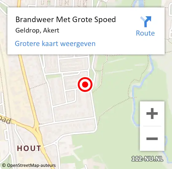 Locatie op kaart van de 112 melding: Brandweer Met Grote Spoed Naar Geldrop, Akert op 30 december 2023 08:19