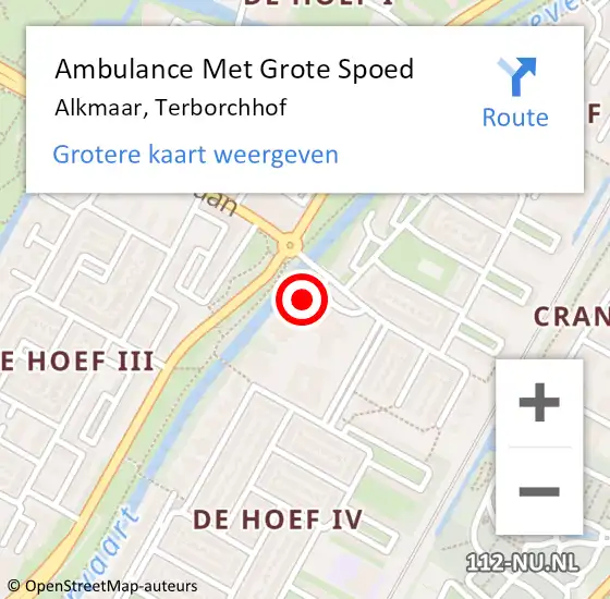 Locatie op kaart van de 112 melding: Ambulance Met Grote Spoed Naar Alkmaar, Terborchhof op 30 december 2023 08:21