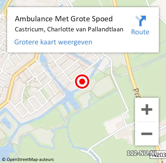 Locatie op kaart van de 112 melding: Ambulance Met Grote Spoed Naar Castricum, Charlotte van Pallandtlaan op 30 december 2023 08:33