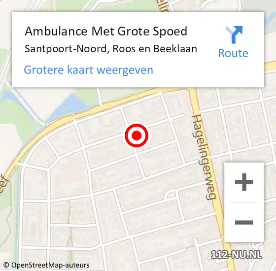 Locatie op kaart van de 112 melding: Ambulance Met Grote Spoed Naar Santpoort-Noord, Roos en Beeklaan op 30 december 2023 09:13