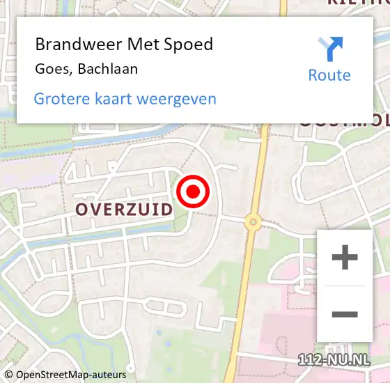 Locatie op kaart van de 112 melding: Brandweer Met Spoed Naar Goes, Bachlaan op 30 december 2023 09:20