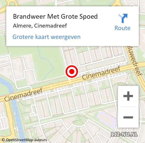 Locatie op kaart van de 112 melding: Brandweer Met Grote Spoed Naar Almere, Cinemadreef op 30 december 2023 09:21