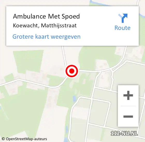 Locatie op kaart van de 112 melding: Ambulance Met Spoed Naar Koewacht, Matthijsstraat op 20 september 2014 09:23