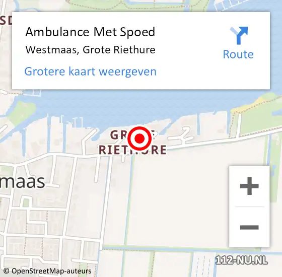 Locatie op kaart van de 112 melding: Ambulance Met Spoed Naar Westmaas, Grote Riethure op 30 december 2023 09:36