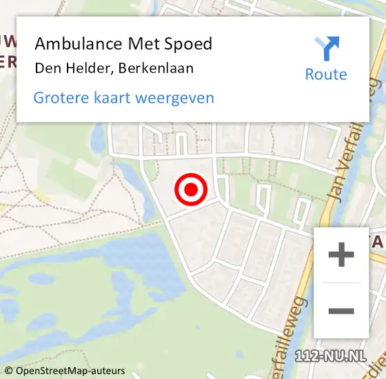 Locatie op kaart van de 112 melding: Ambulance Met Spoed Naar Den Helder, Berkenlaan op 30 december 2023 09:37