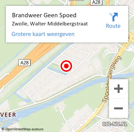 Locatie op kaart van de 112 melding: Brandweer Geen Spoed Naar Zwolle, Walter Middelbergstraat op 30 december 2023 09:42