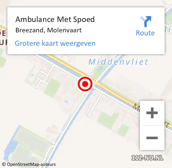 Locatie op kaart van de 112 melding: Ambulance Met Spoed Naar Breezand, Molenvaart op 30 december 2023 09:44