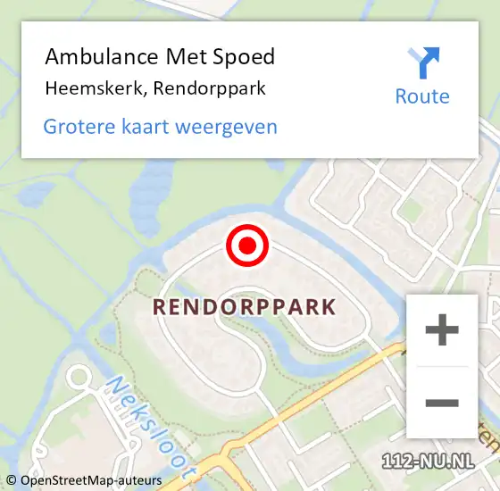 Locatie op kaart van de 112 melding: Ambulance Met Spoed Naar Heemskerk, Rendorppark op 30 december 2023 10:15