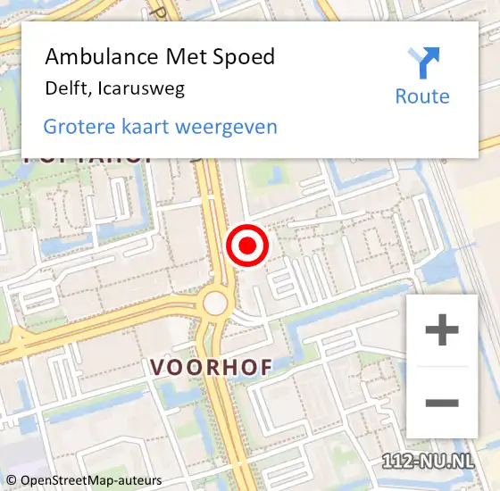 Locatie op kaart van de 112 melding: Ambulance Met Spoed Naar Delft, Icarusweg op 30 december 2023 11:09