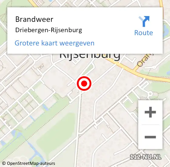 Locatie op kaart van de 112 melding: Brandweer Driebergen-Rijsenburg op 30 december 2023 11:10