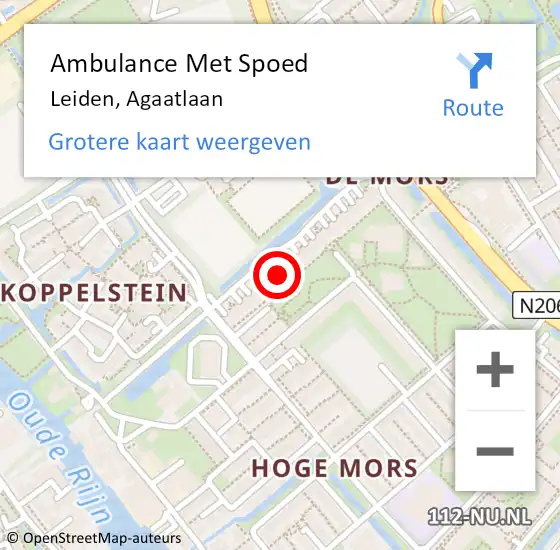 Locatie op kaart van de 112 melding: Ambulance Met Spoed Naar Leiden, Agaatlaan op 30 december 2023 11:10