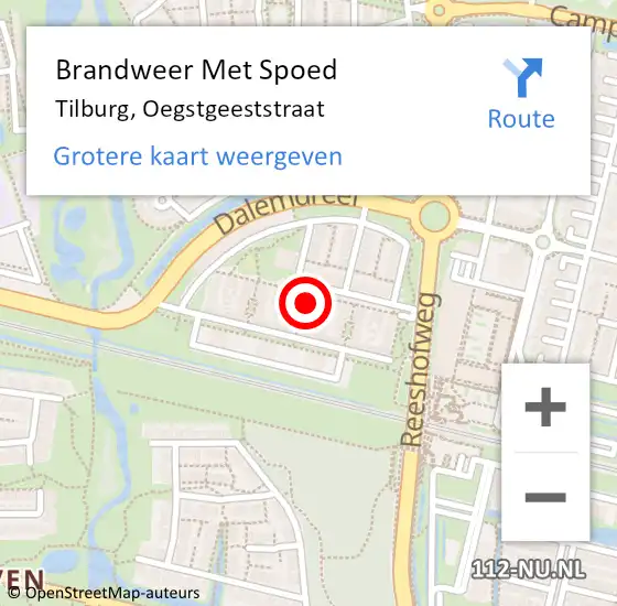 Locatie op kaart van de 112 melding: Brandweer Met Spoed Naar Tilburg, Oegstgeeststraat op 30 december 2023 11:11