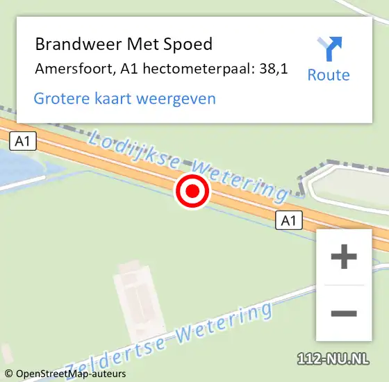 Locatie op kaart van de 112 melding: Brandweer Met Spoed Naar Amersfoort, A1 hectometerpaal: 38,1 op 30 december 2023 11:19