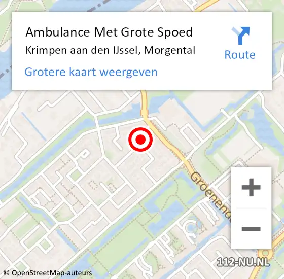 Locatie op kaart van de 112 melding: Ambulance Met Grote Spoed Naar Krimpen aan den IJssel, Morgental op 30 december 2023 11:29