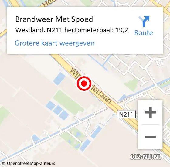 Locatie op kaart van de 112 melding: Brandweer Met Spoed Naar Westland, N211 hectometerpaal: 19,2 op 30 december 2023 11:31