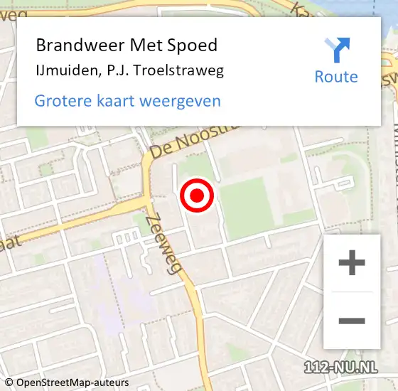 Locatie op kaart van de 112 melding: Brandweer Met Spoed Naar IJmuiden, P.J. Troelstraweg op 30 december 2023 11:41