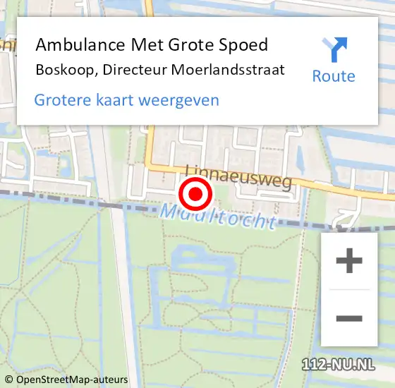 Locatie op kaart van de 112 melding: Ambulance Met Grote Spoed Naar Boskoop, Directeur Moerlandsstraat op 30 december 2023 12:02