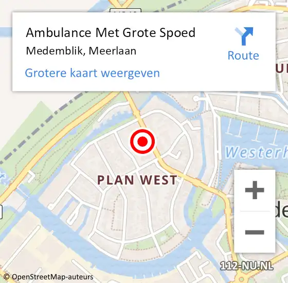 Locatie op kaart van de 112 melding: Ambulance Met Grote Spoed Naar Medemblik, Meerlaan op 30 december 2023 12:02