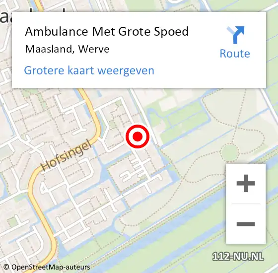 Locatie op kaart van de 112 melding: Ambulance Met Grote Spoed Naar Maasland, Werve op 30 december 2023 12:30