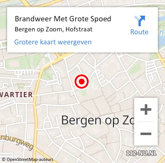 Locatie op kaart van de 112 melding: Brandweer Met Grote Spoed Naar Bergen op Zoom, Hofstraat op 30 december 2023 12:49