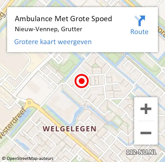 Locatie op kaart van de 112 melding: Ambulance Met Grote Spoed Naar Nieuw-Vennep, Grutter op 30 december 2023 13:16