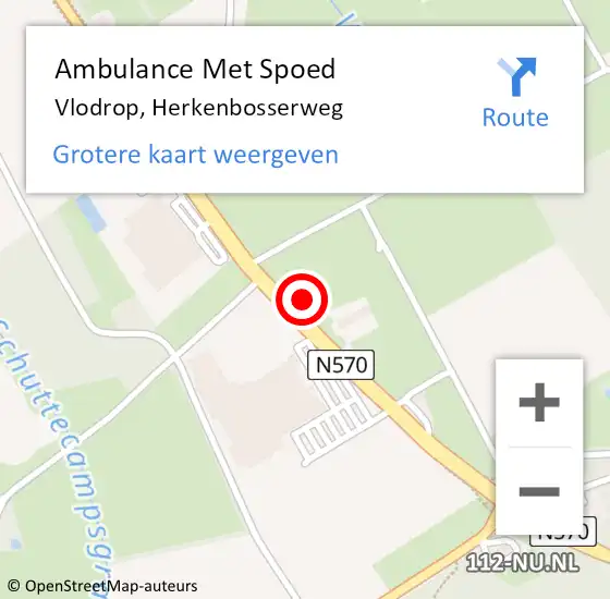 Locatie op kaart van de 112 melding: Ambulance Met Spoed Naar Vlodrop, Herkenbosserweg op 30 december 2023 13:19