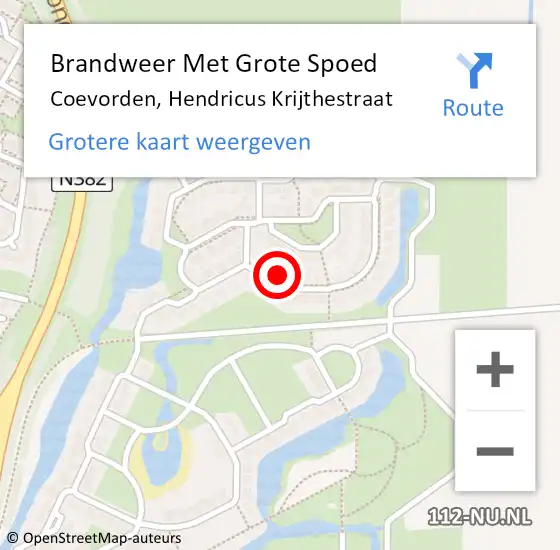 Locatie op kaart van de 112 melding: Brandweer Met Grote Spoed Naar Coevorden, Hendricus Krijthestraat op 30 december 2023 13:23