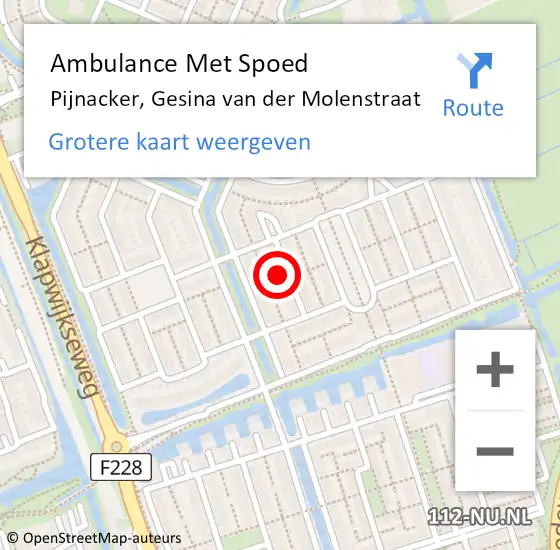 Locatie op kaart van de 112 melding: Ambulance Met Spoed Naar Pijnacker, Gesina van der Molenstraat op 30 december 2023 13:26