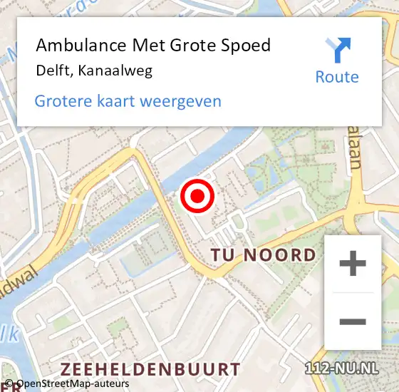 Locatie op kaart van de 112 melding: Ambulance Met Grote Spoed Naar Delft, Kanaalweg op 30 december 2023 13:42