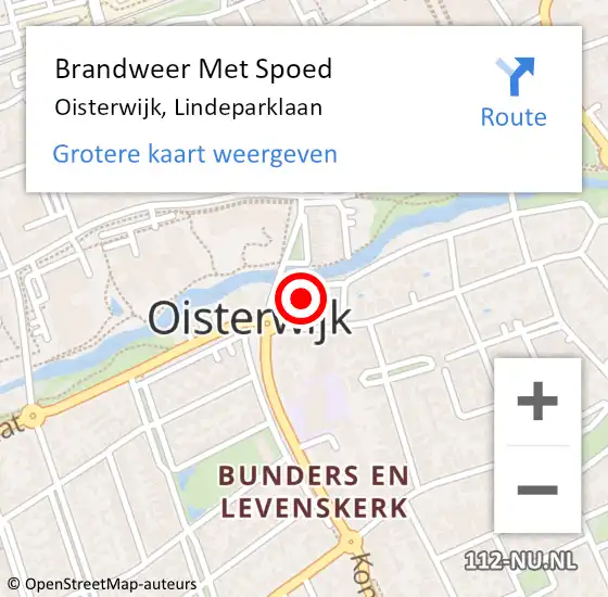Locatie op kaart van de 112 melding: Brandweer Met Spoed Naar Oisterwijk, Lindeparklaan op 30 december 2023 13:48