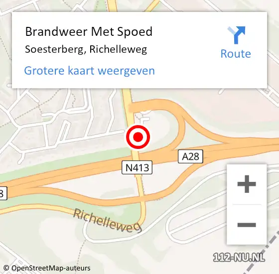 Locatie op kaart van de 112 melding: Brandweer Met Spoed Naar Soesterberg, Richelleweg op 30 december 2023 14:02