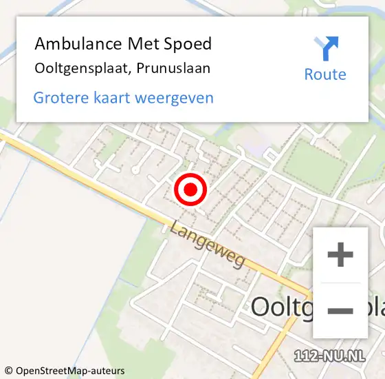 Locatie op kaart van de 112 melding: Ambulance Met Spoed Naar Ooltgensplaat, Prunuslaan op 30 december 2023 14:14