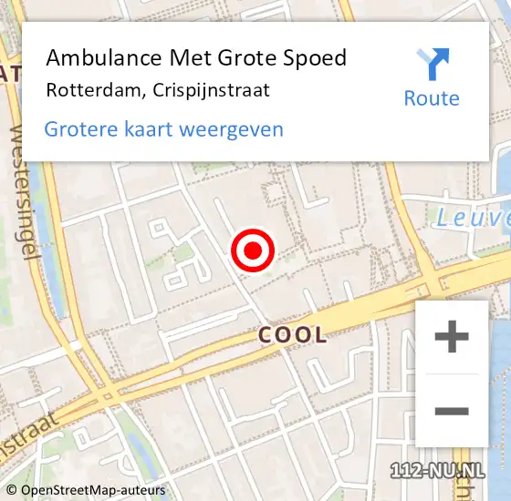 Locatie op kaart van de 112 melding: Ambulance Met Grote Spoed Naar Rotterdam, Crispijnstraat op 30 december 2023 14:18