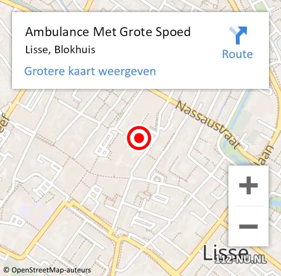 Locatie op kaart van de 112 melding: Ambulance Met Grote Spoed Naar Lisse, Blokhuis op 30 december 2023 14:20