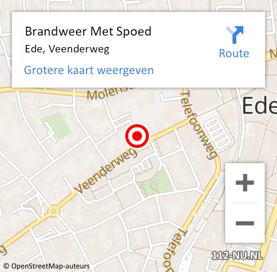 Locatie op kaart van de 112 melding: Brandweer Met Spoed Naar Ede, Veenderweg op 30 december 2023 14:20