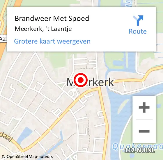 Locatie op kaart van de 112 melding: Brandweer Met Spoed Naar Meerkerk, 't Laantje op 30 december 2023 14:22