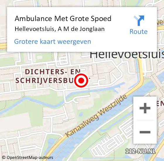 Locatie op kaart van de 112 melding: Ambulance Met Grote Spoed Naar Hellevoetsluis, A M de Jonglaan op 30 december 2023 14:27