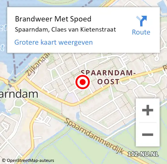 Locatie op kaart van de 112 melding: Brandweer Met Spoed Naar Spaarndam, Claes van Kietenstraat op 30 december 2023 14:46