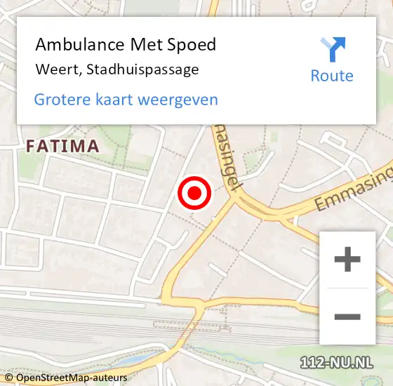 Locatie op kaart van de 112 melding: Ambulance Met Spoed Naar Weert, Stadhuispassage op 30 december 2023 15:40