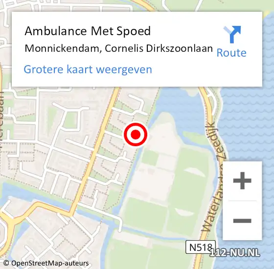 Locatie op kaart van de 112 melding: Ambulance Met Spoed Naar Monnickendam, Cornelis Dirkszoonlaan op 30 december 2023 15:42