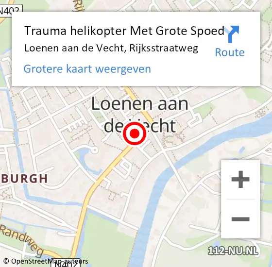 Locatie op kaart van de 112 melding: Trauma helikopter Met Grote Spoed Naar Loenen aan de Vecht, Rijksstraatweg op 30 december 2023 15:49