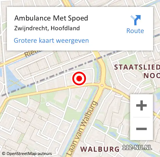 Locatie op kaart van de 112 melding: Ambulance Met Spoed Naar Zwijndrecht, Hoofdland op 30 december 2023 16:09